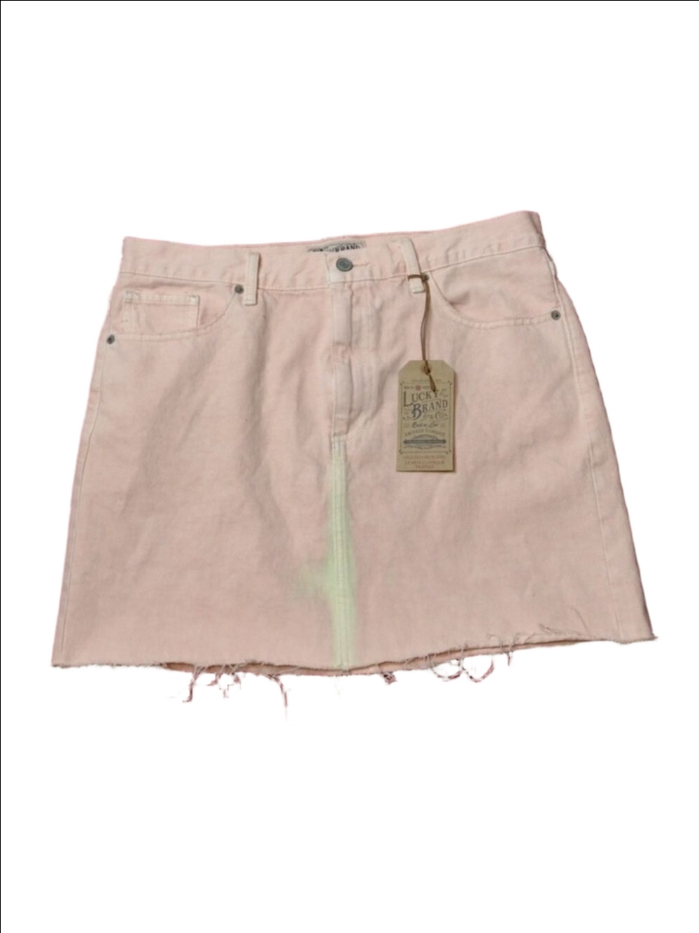Lucky brand jean mini skirt pink and yellow size 14/32